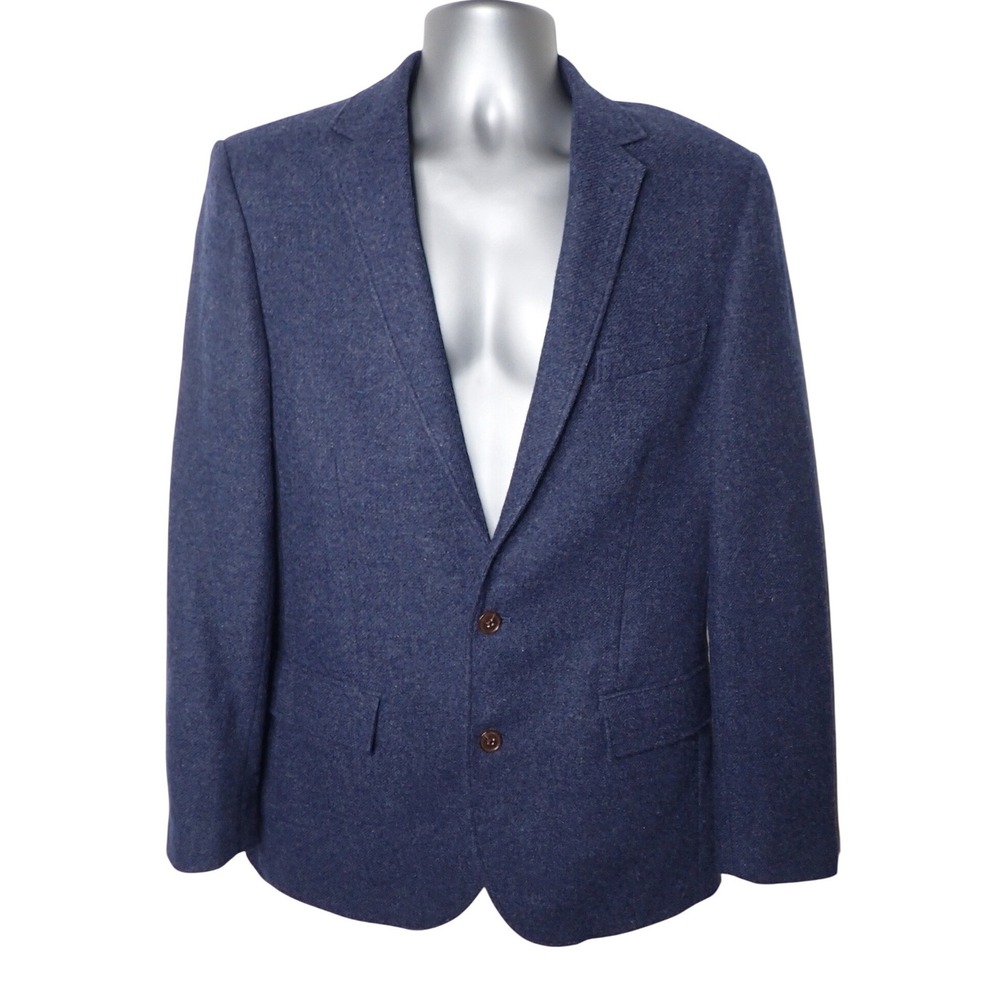J.Crew Men's Blue Wool Elbow Patch Blazer Sport Coat 38R 2 button classic